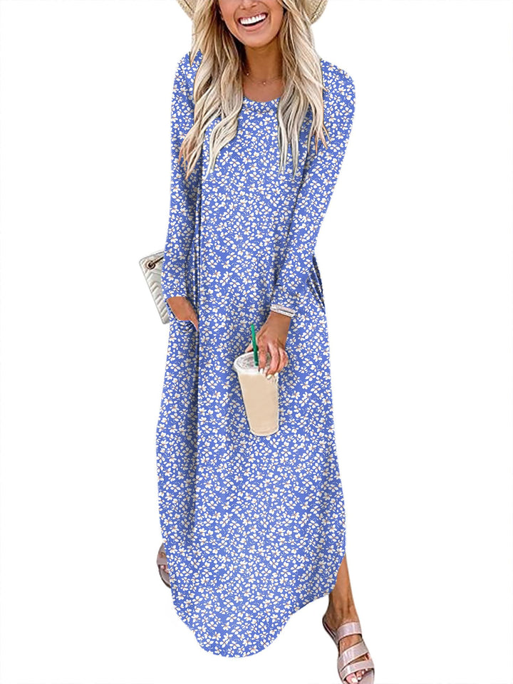 ANRABESS Casual Loose Maxi Dress for Travel with Pockets