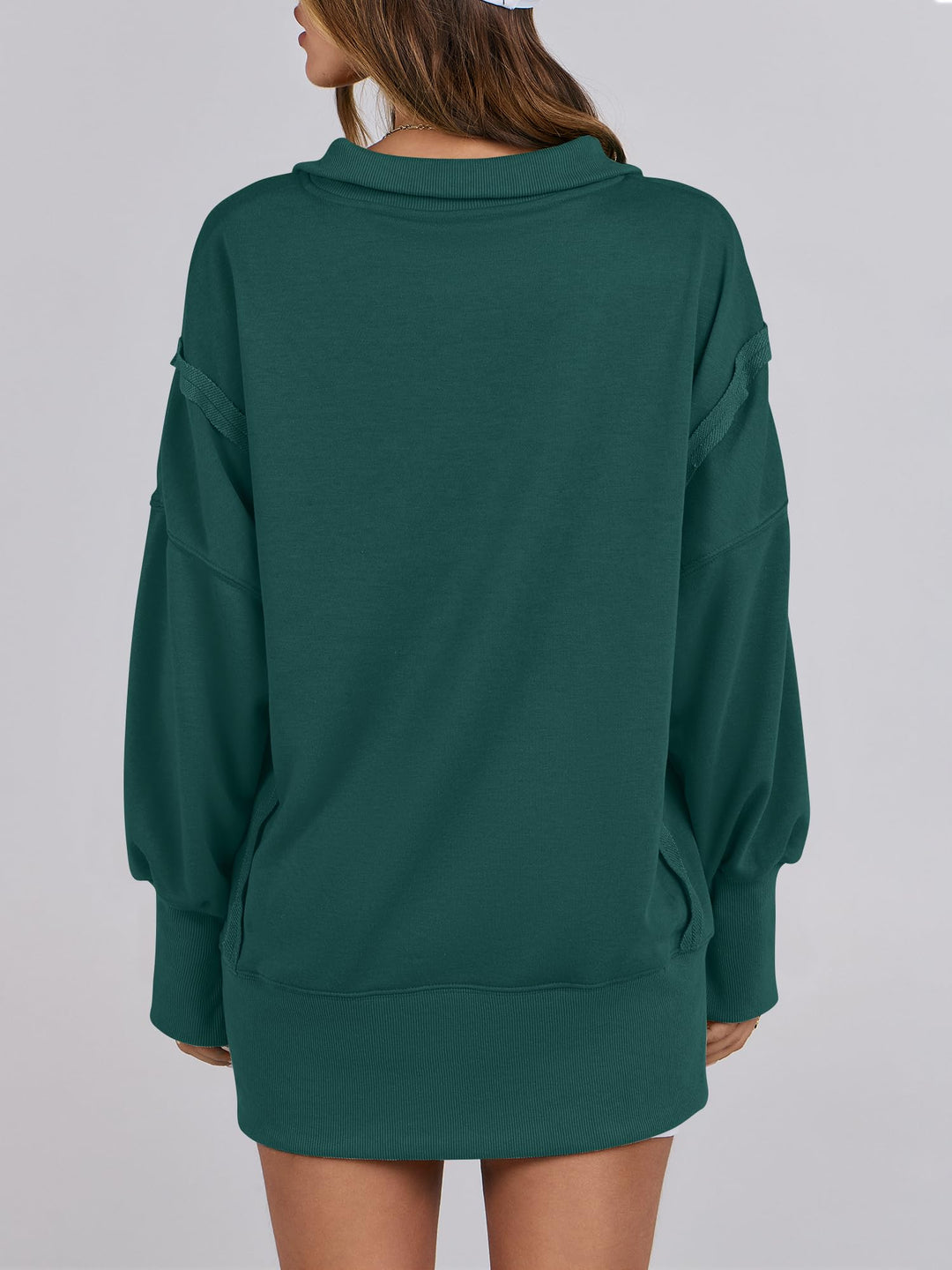 ANRABESS Women's Oversized Button-Up Henley Sweatshirt