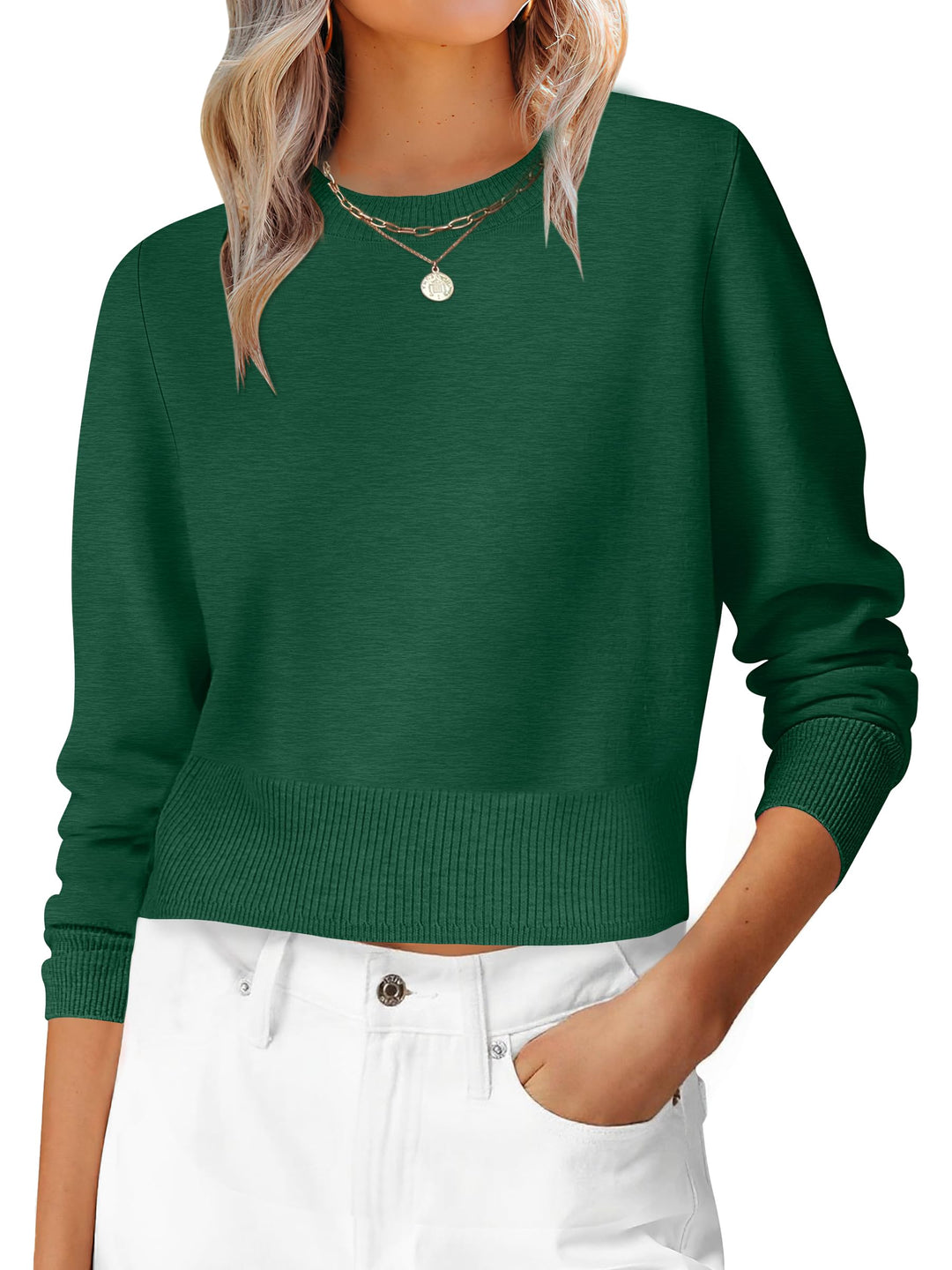 ANRABESS Women's Cropped Long Sleeve Lightweight Sweater
