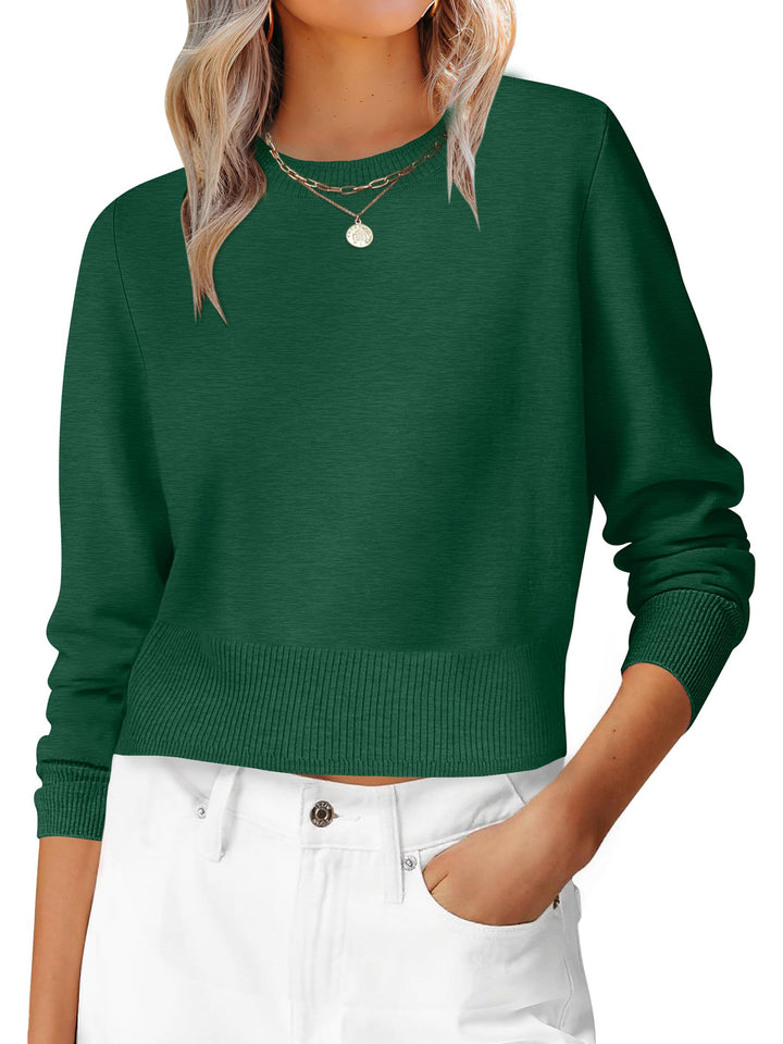ANRABESS Women's Cropped Long Sleeve Lightweight Sweater
