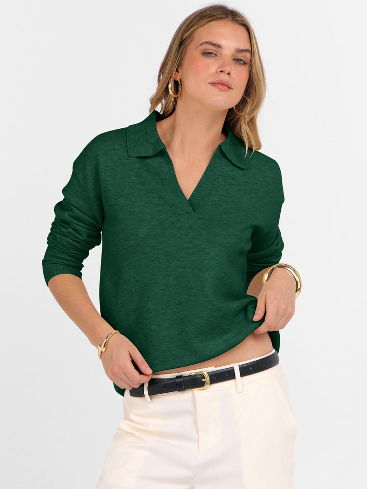ANRABESS Women's Lightweight Polo V-Neck Knit Sweater