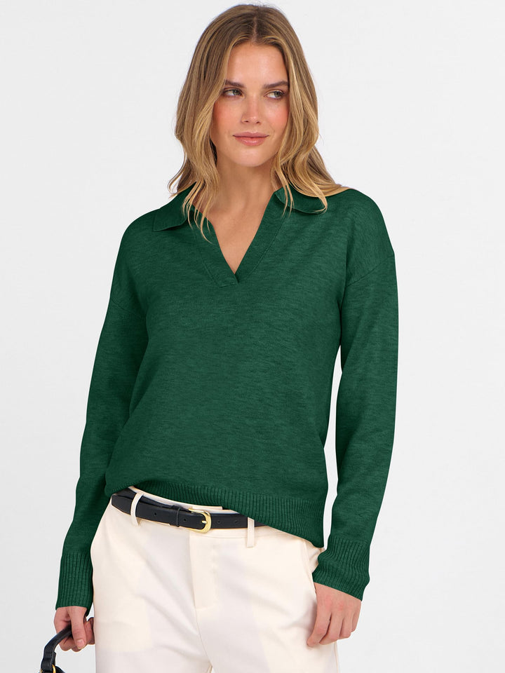 ANRABESS Women's Lightweight Polo V-Neck Knit Sweater