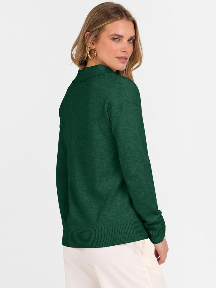 ANRABESS Women's Lightweight Polo V-Neck Knit Sweater