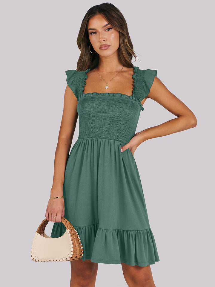 ANRABESS Boho Sleeveless Square Neck Beach Dress