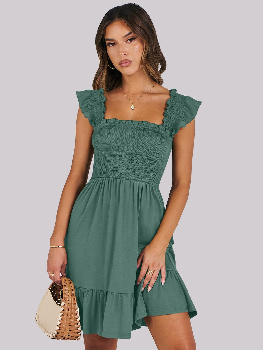 ANRABESS Boho Sleeveless Square Neck Beach Dress
