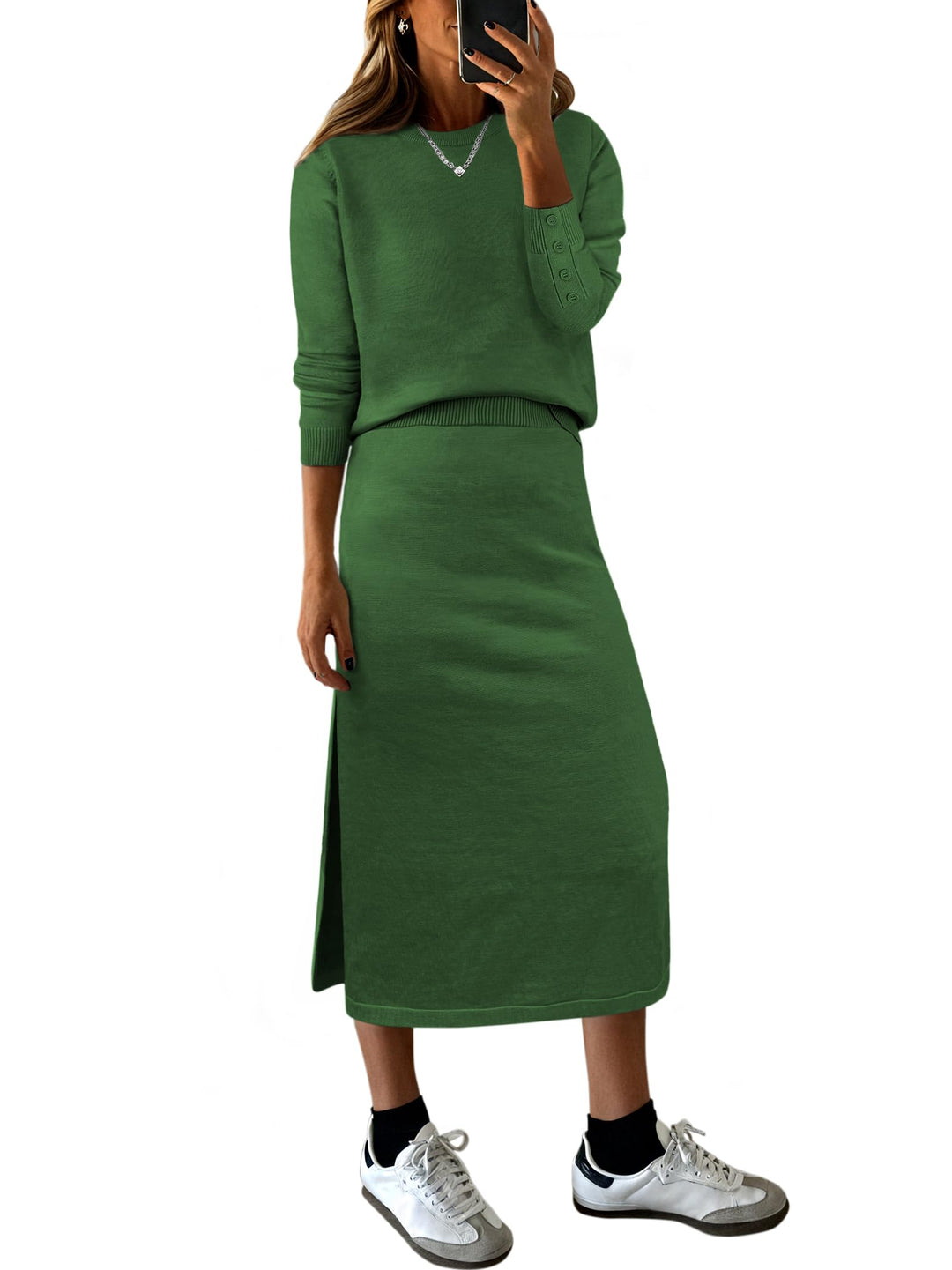ANRABESS Lounge & Travel 2-Piece Striped Knit Set