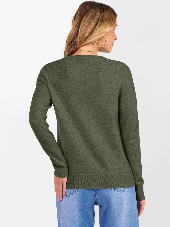 ANRABESS Women's 100% Wool Crewneck Long Sleeve Sweater