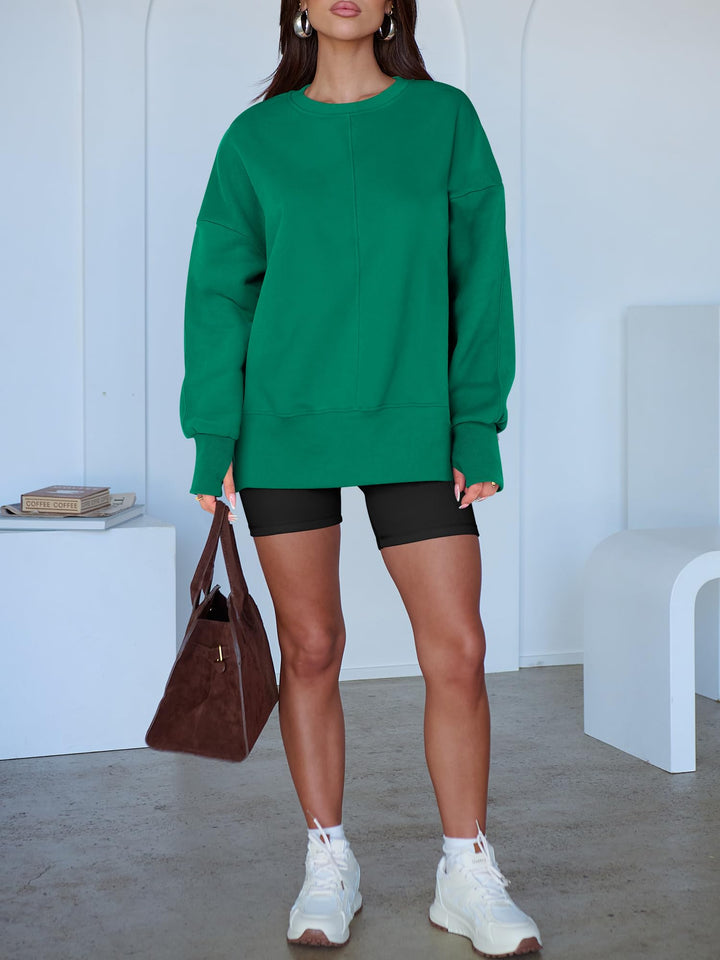 ANRABESS Oversized Sweatshirts for Women Thumbhole Long Sleeve Hoodies Shirts Fall Side Slit Pullover Fashion Top Teen Y2k Outfits