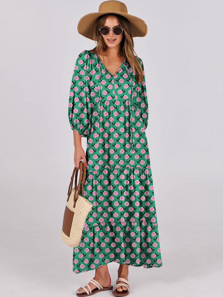 ANRABESS Women's Boho Floral V-Neck Maxi Dress
