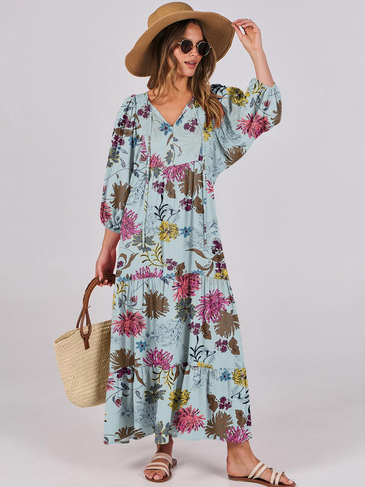ANRABESS Women's Boho Floral V-Neck Maxi Dress