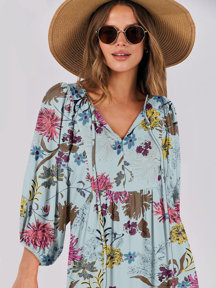 ANRABESS Women's Boho Floral V-Neck Maxi Dress