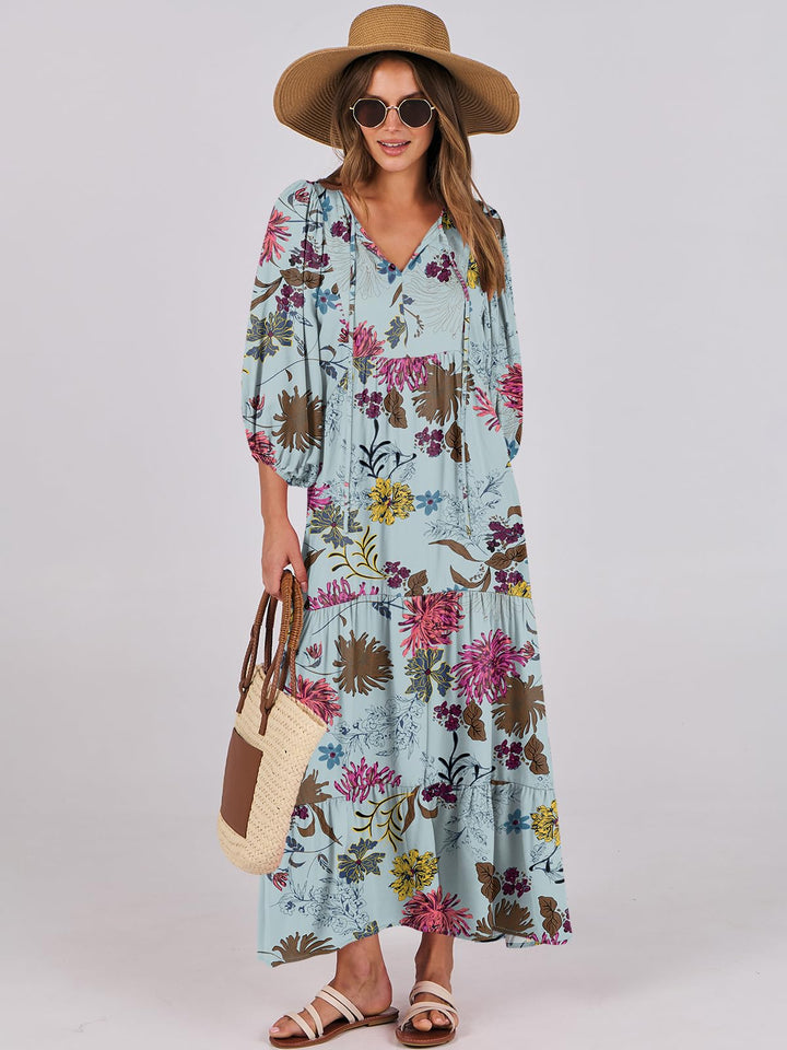ANRABESS Women's Boho Floral V-Neck Maxi Dress