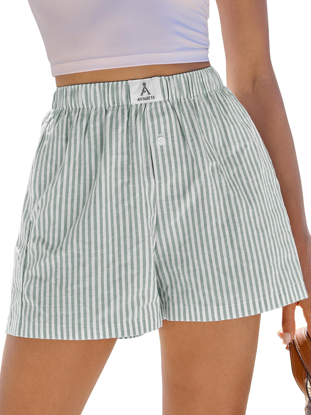 ANRABESS Womens Ruffle Boxer Shorts Gingham Elastic Waist Summer Casual Lounge Sleep Pajama Shorts Lightweight Loose Beach Bottoms with Pockets
