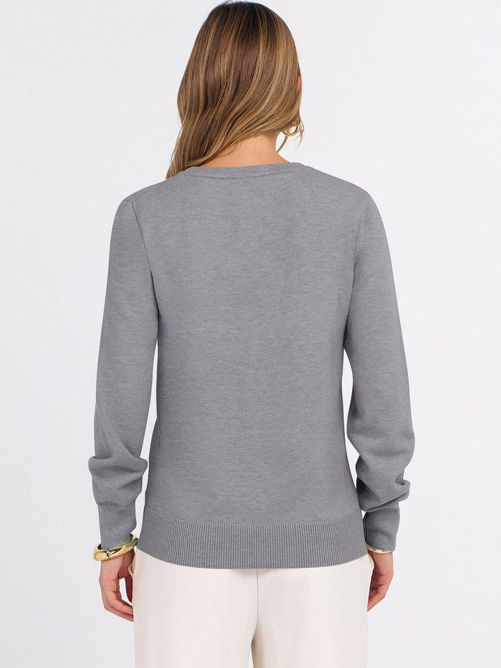 ANRABESS Women's Wool Blend V-Neck Long Sleeve Sweater