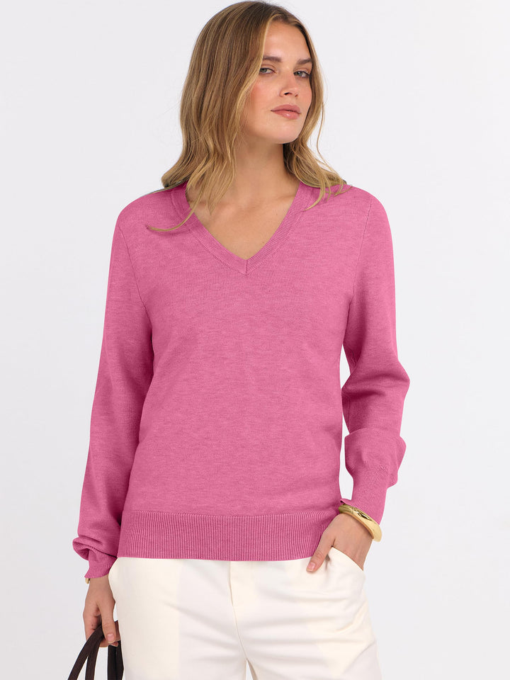 ANRABESS Women's Wool Blend V-Neck Long Sleeve Sweater