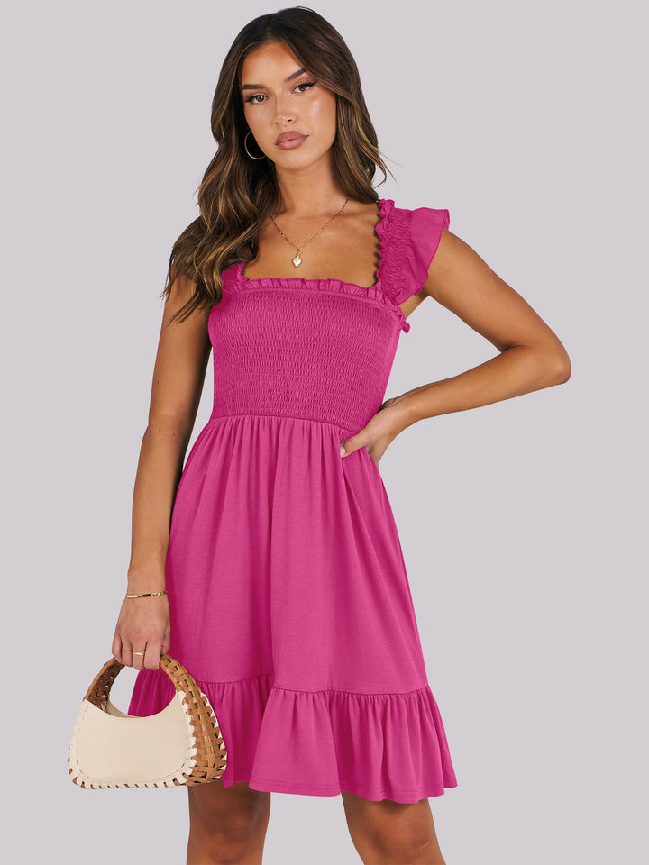 ANRABESS Boho Sleeveless Square Neck Beach Dress