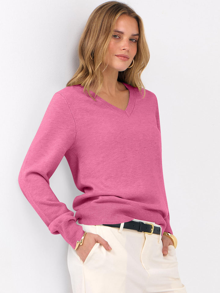 ANRABESS Women's Wool Blend V-Neck Long Sleeve Sweater
