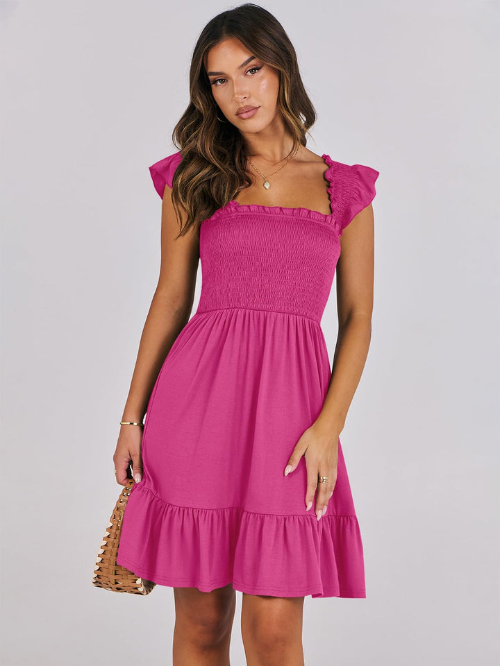 ANRABESS Boho Sleeveless Square Neck Beach Dress