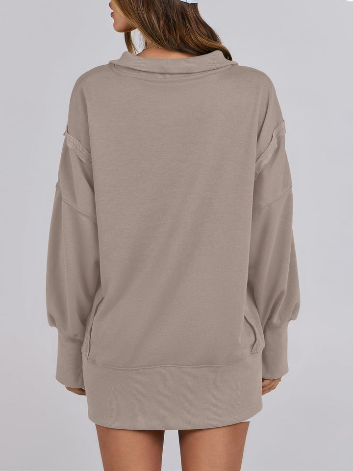 ANRABESS Women's Oversized Button-Up Henley Sweatshirt