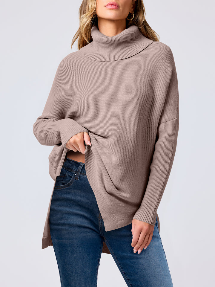 ANRABESS Batwing Sleeve Turtleneck Loose Tunic Pullover