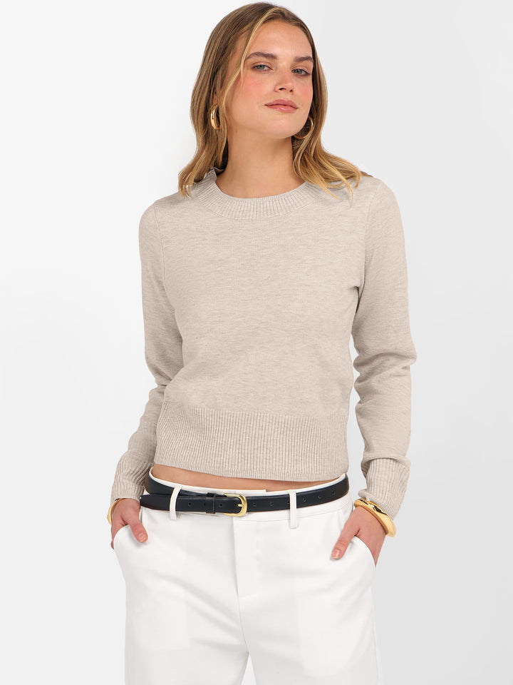 ANRABESS Women's Cropped Long Sleeve Lightweight Sweater