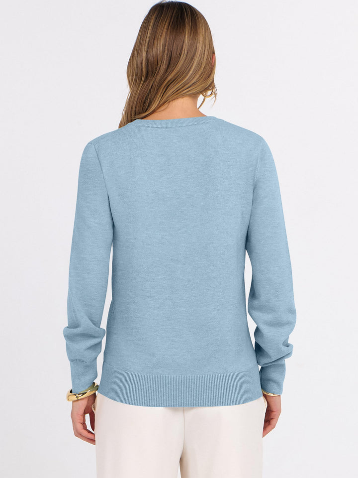 ANRABESS Women's Wool Blend V-Neck Long Sleeve Sweater