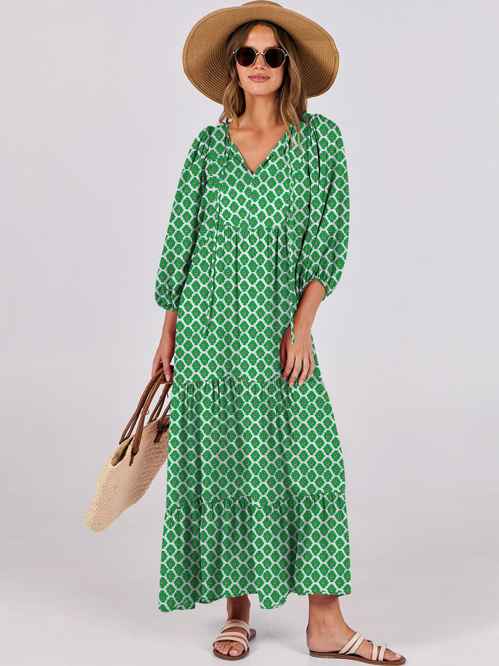ANRABESS Women's Boho Floral V-Neck Maxi Dress