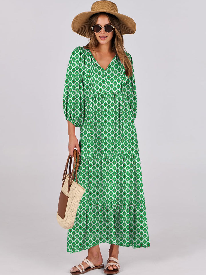 ANRABESS Women's Boho Floral V-Neck Maxi Dress