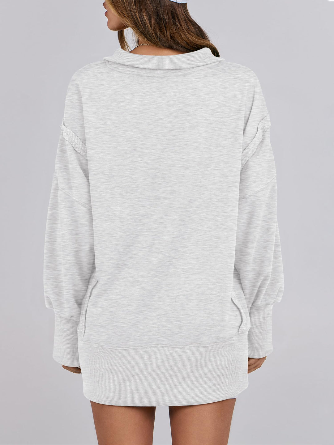 ANRABESS Women's Oversized Button-Up Henley Sweatshirt