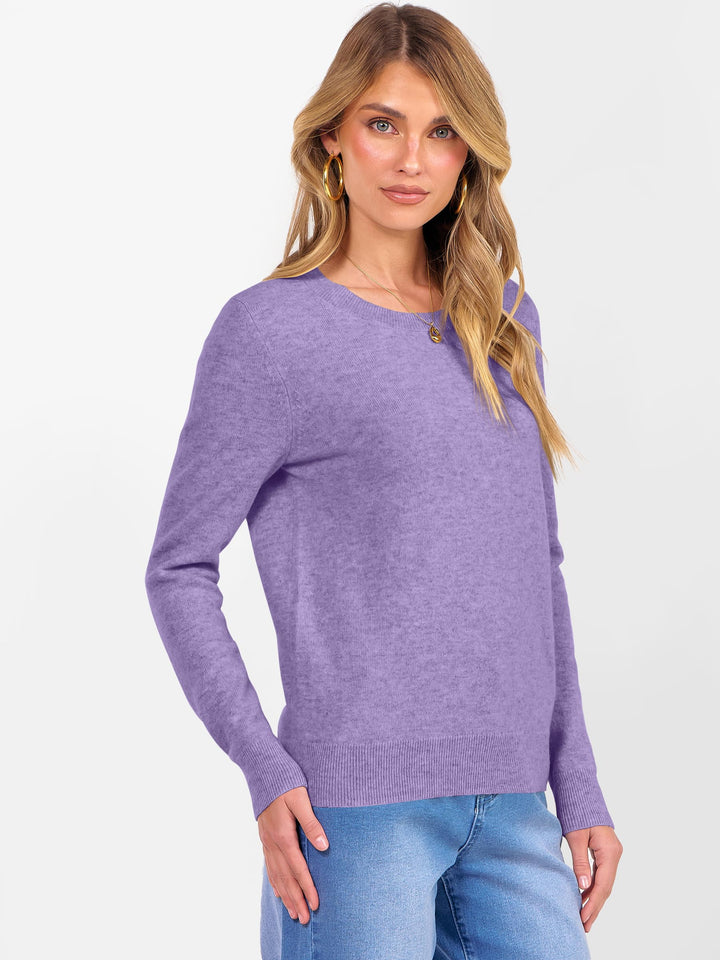 ANRABESS Women's 100% Wool Crewneck Long Sleeve Sweater