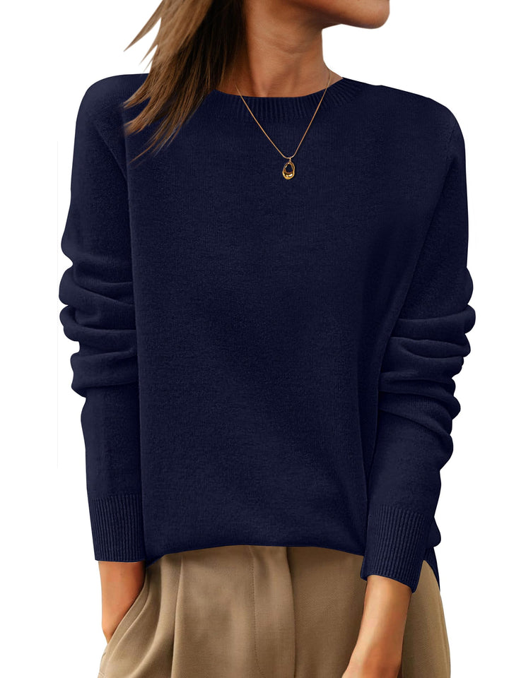 ANRABESS Women's 100% Wool Crewneck Long Sleeve Sweater