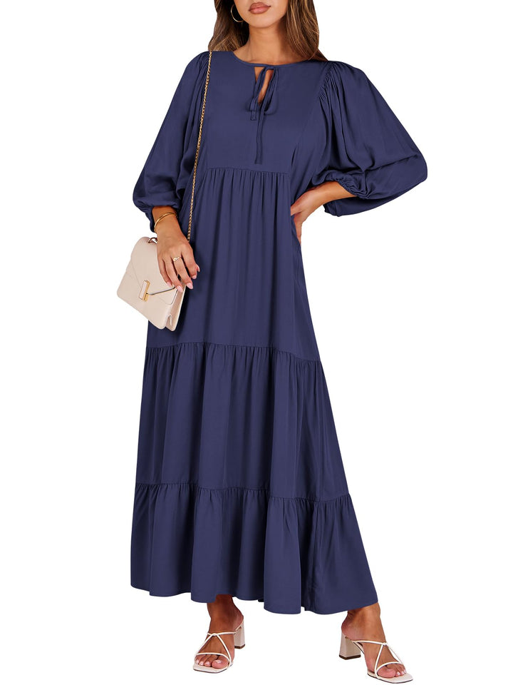 ANRABESS Women's Boho Floral V-Neck Maxi Dress