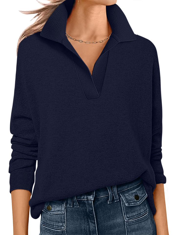 ANRABESS Women's Lightweight Polo V-Neck Knit Sweater