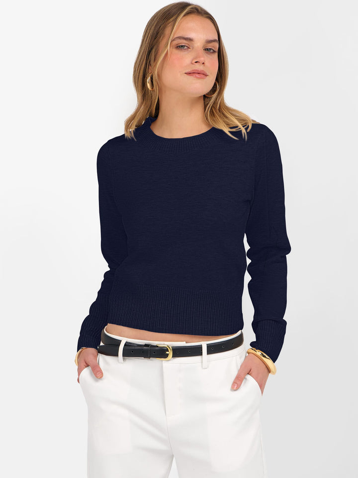 ANRABESS Women's Cropped Long Sleeve Lightweight Sweater