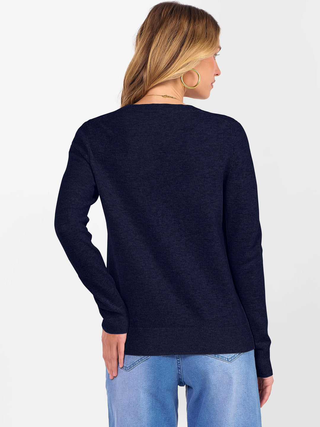 ANRABESS Women's 100% Wool Crewneck Long Sleeve Sweater