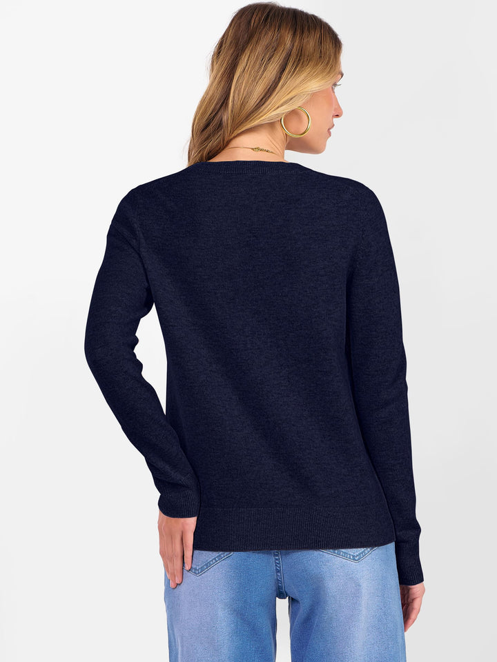 ANRABESS Women's 100% Wool Crewneck Long Sleeve Sweater