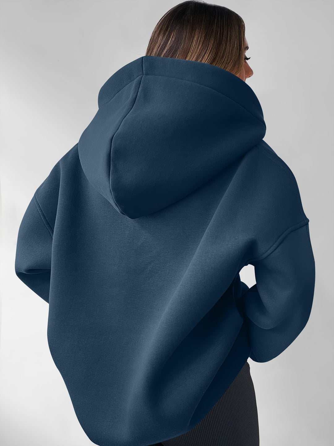 ANRABESS Women's Oversized V-Neck Fleece Hoodie