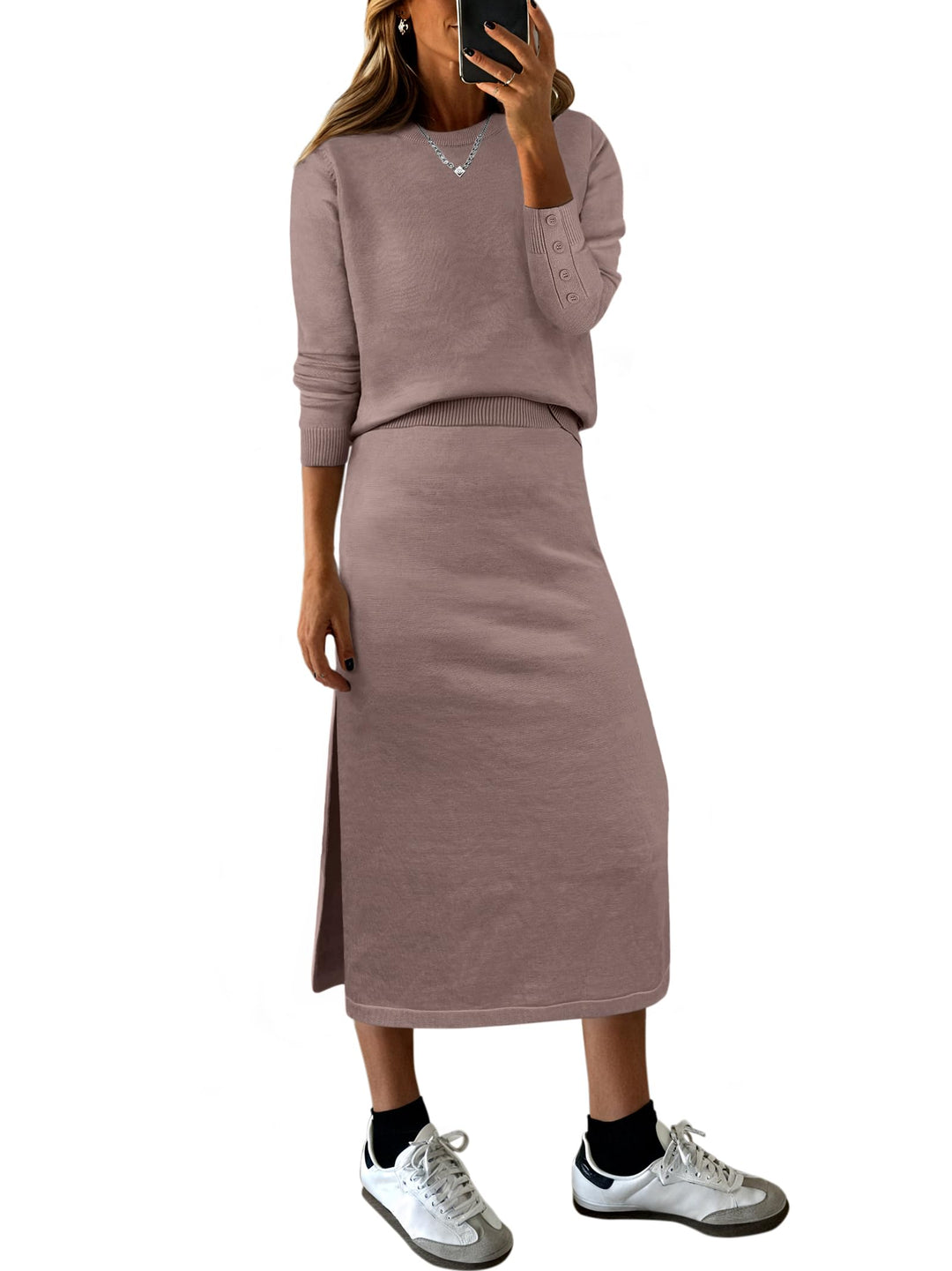 ANRABESS Lounge & Travel 2-Piece Striped Knit Set