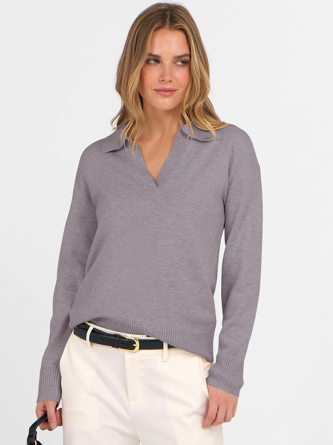 ANRABESS Women's Lightweight Polo V-Neck Knit Sweater