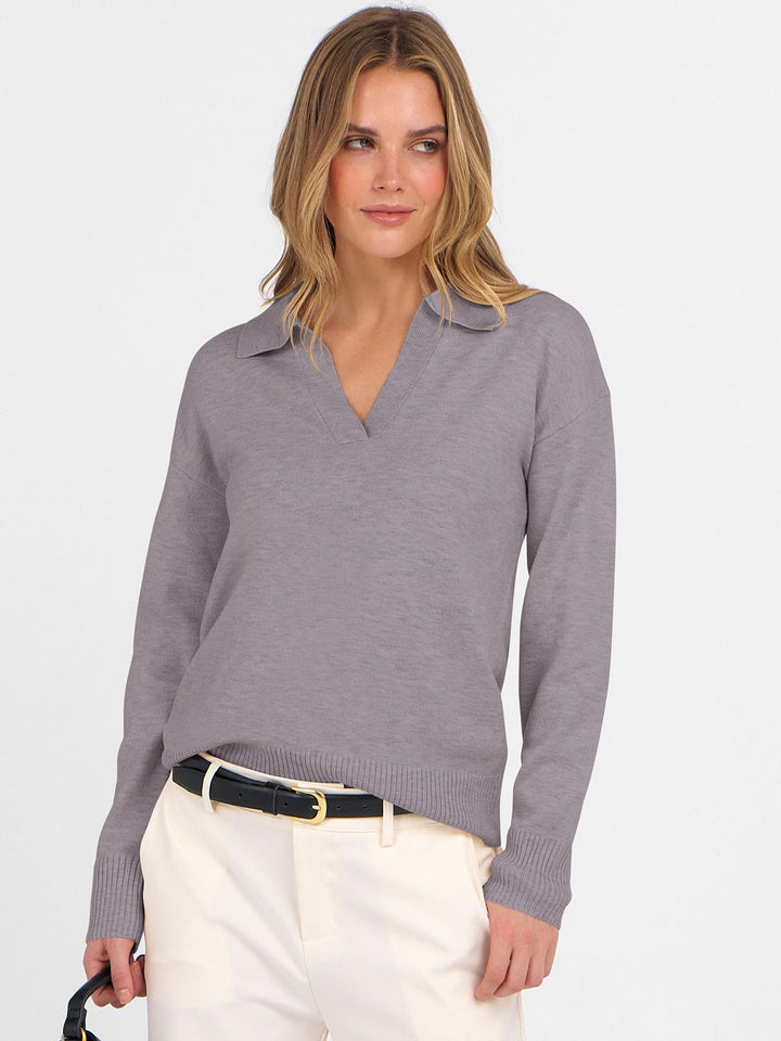 ANRABESS Women's Lightweight Polo V-Neck Knit Sweater