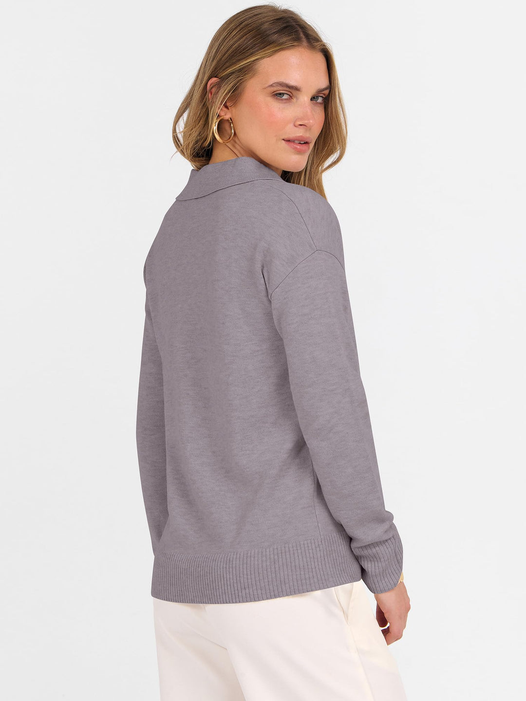 ANRABESS Women's Lightweight Polo V-Neck Knit Sweater