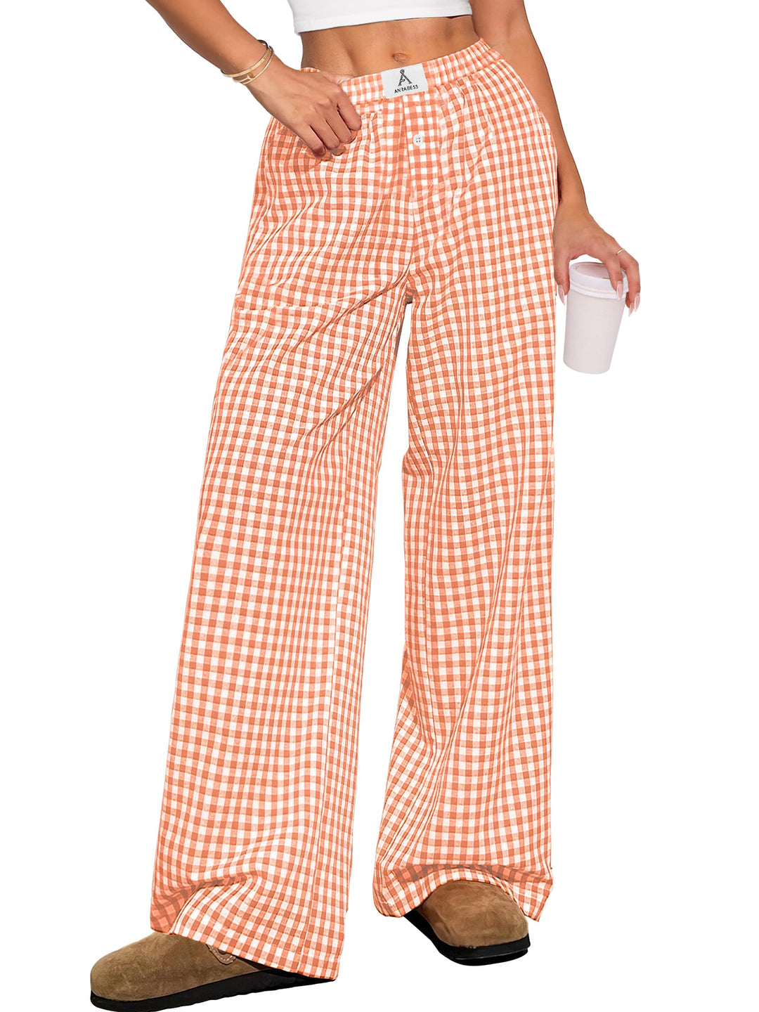 ANRABESS Women's Gingham Striped Lounge Pants with Pockets