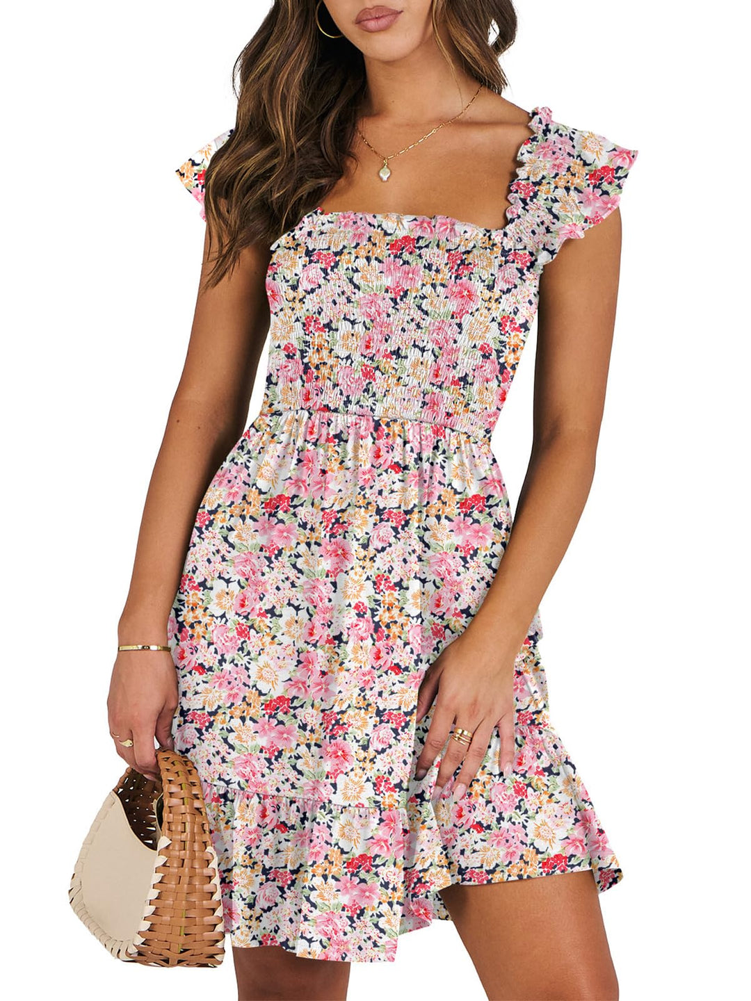 ANRABESS Boho Sleeveless Square Neck Beach Dress