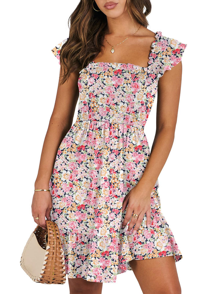 ANRABESS Boho Sleeveless Square Neck Beach Dress