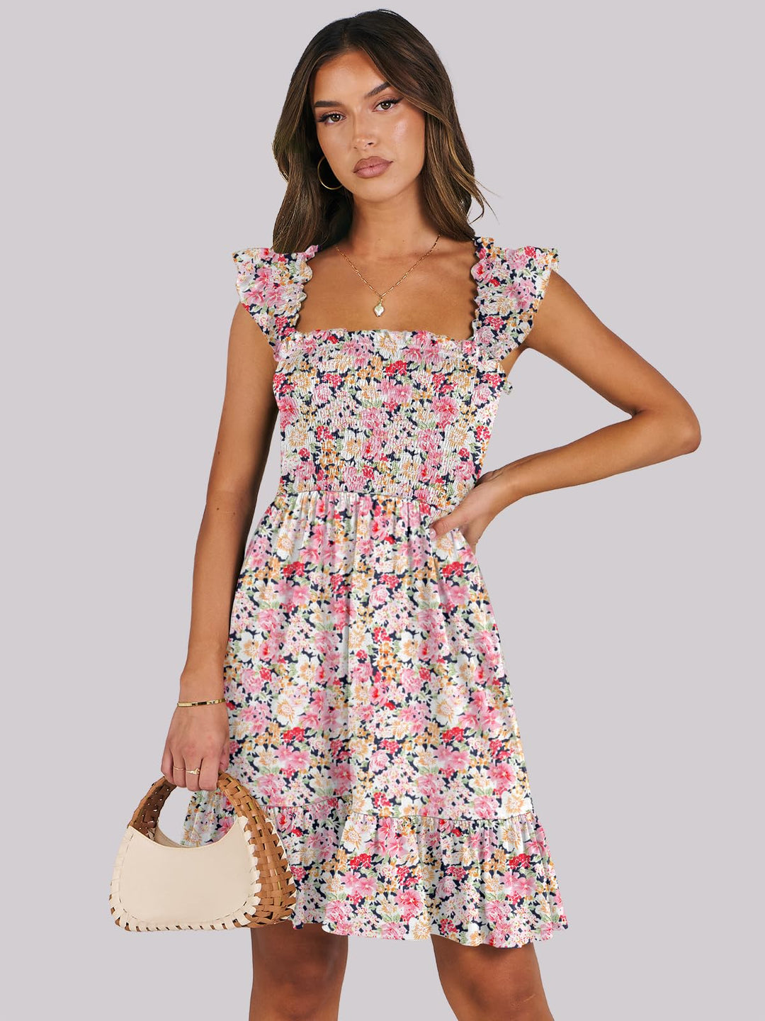 ANRABESS Boho Sleeveless Square Neck Beach Dress