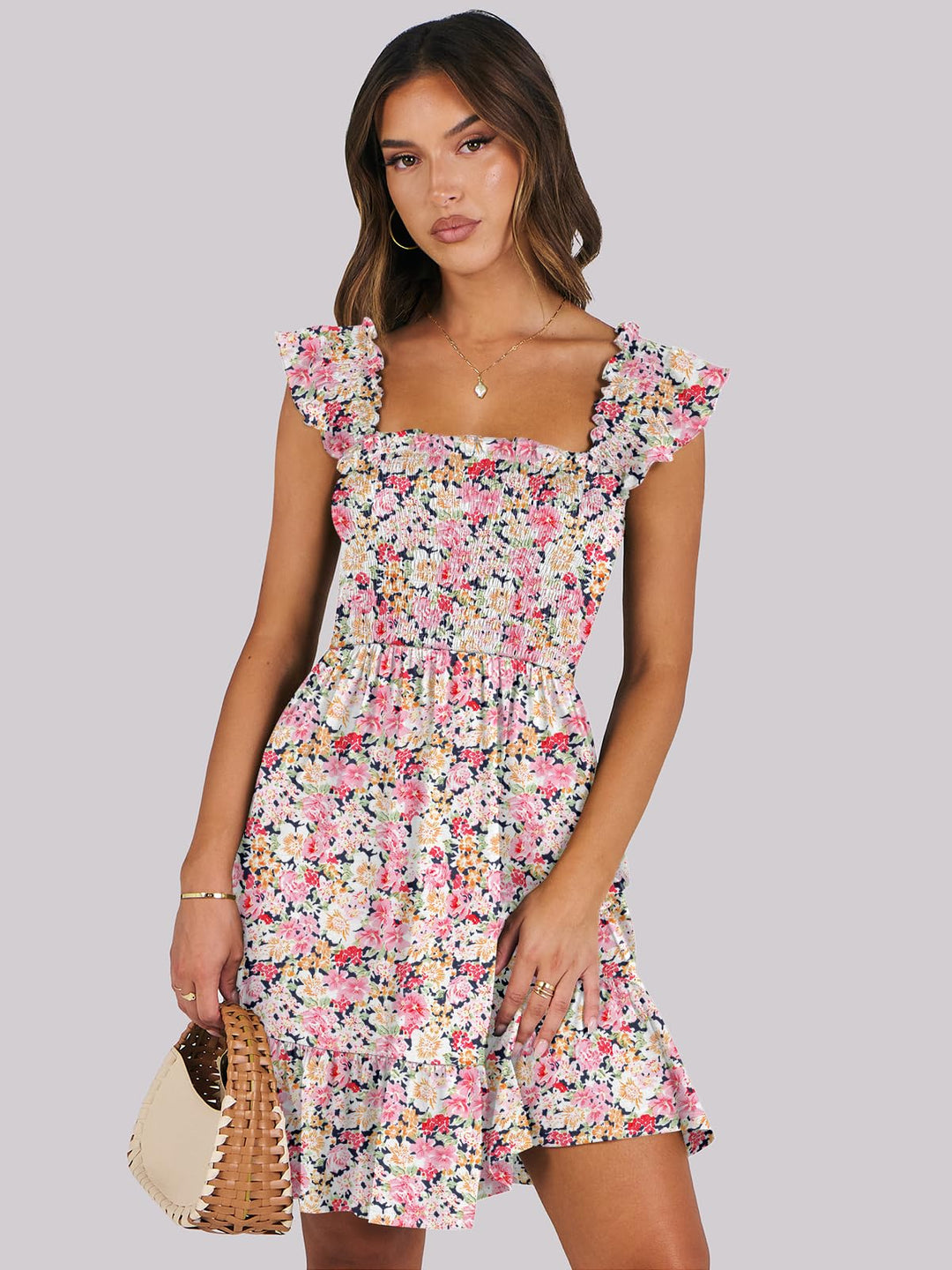 ANRABESS Boho Sleeveless Square Neck Beach Dress