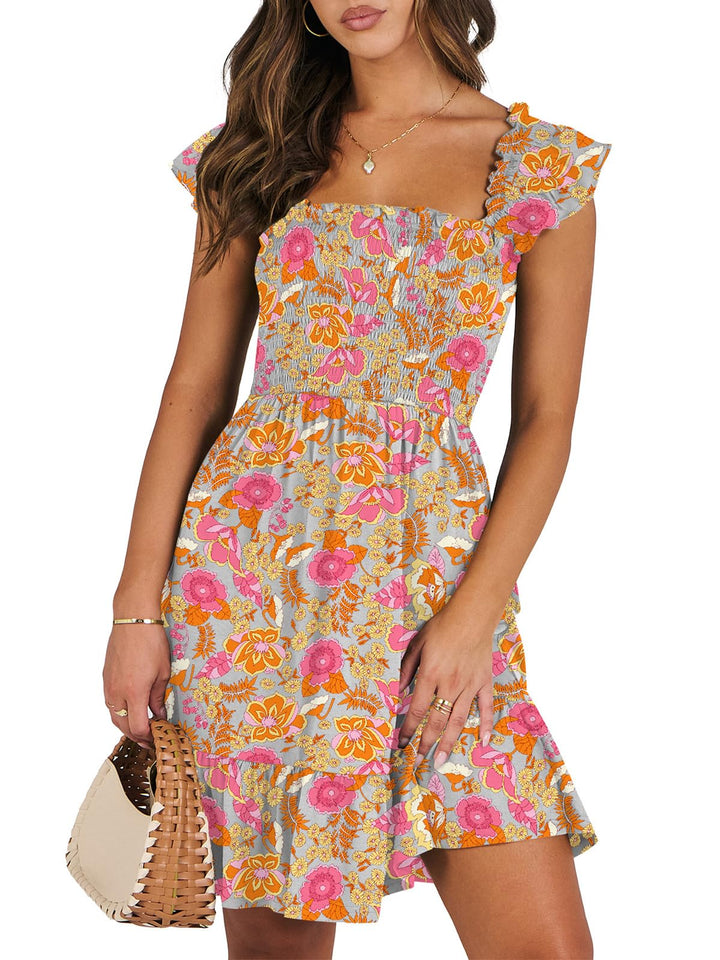 ANRABESS Boho Sleeveless Square Neck Beach Dress