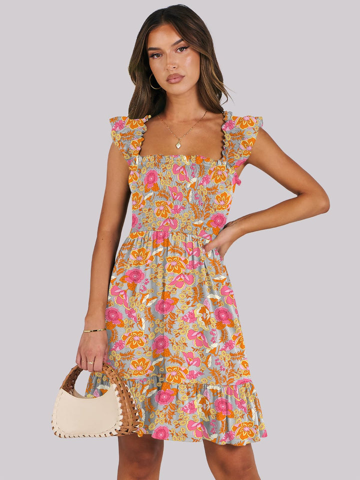 ANRABESS Boho Sleeveless Square Neck Beach Dress