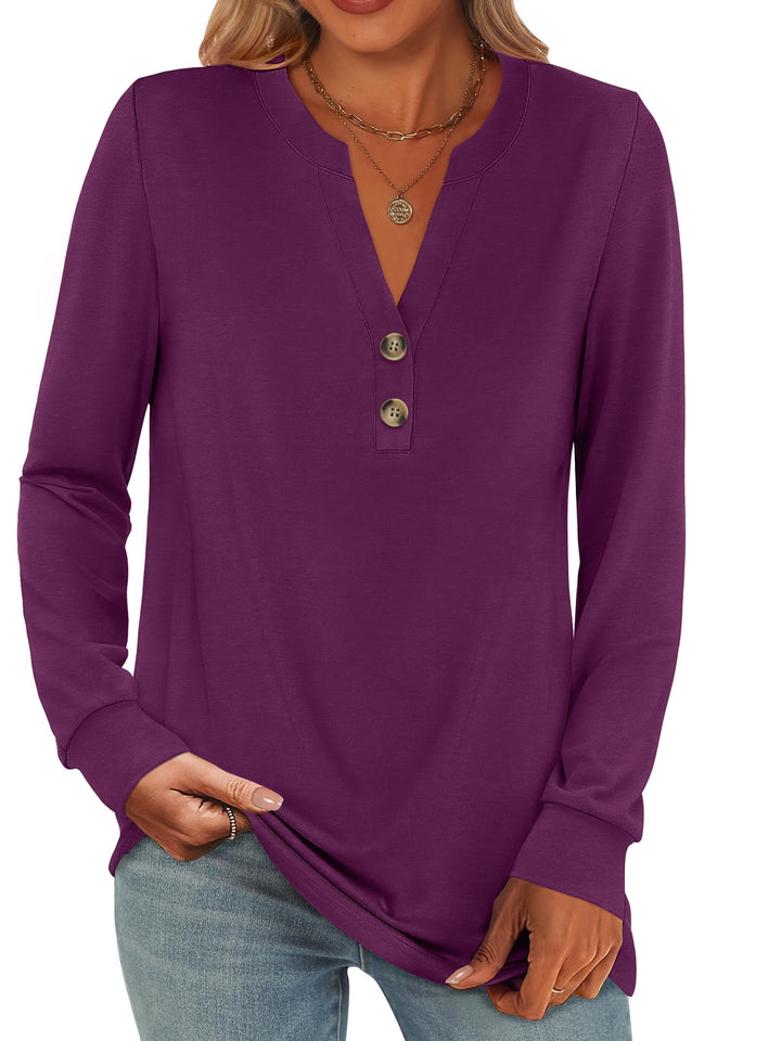 ANRABESS Women's Henley Long Sleeve Business Casual Top