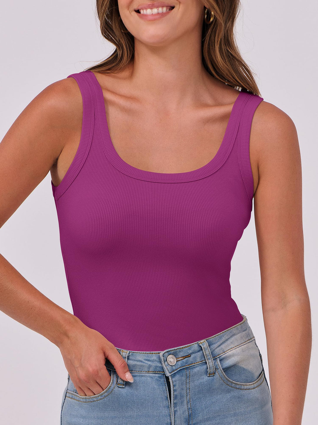 ANRABESS Womens Sleeveless Scoop Neck Tank Top Ribbed Fitted Summer Basic Slim Cute Tops 2026